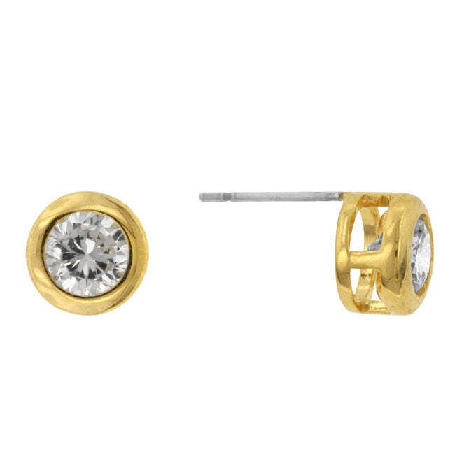 Gold Bezel Stud Earrings 13$